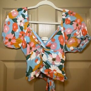 Altar'd State Floral Cropped Blouse